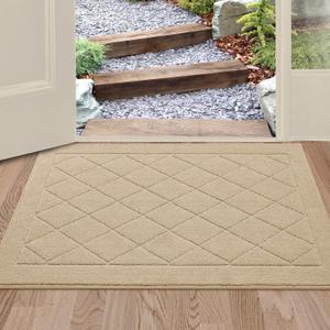 BEQHAUSE Dirt Trapper Door Mat 24" x 36", Doormat Non-Slip Entryway Rugs Washable, Dog Door Mat Stain Resistant and Absorbent Welcome Floor Mat for Front Back Door, Mud Wet Shoes & Paws, Warm Beige