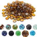 Fire Glass Beads for Fire Pit Fireplace, Caramel Reflective Decorative Blended Fireglass Drops for Landscaping