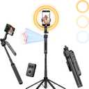Auto Face Tracking Self Stick Tripod for iPhone with 10" Ring Light Hands-Free 360Adjustable 70.9 Inch Smart Phone Stand with Remote for Content Creator Vlog Video Recording