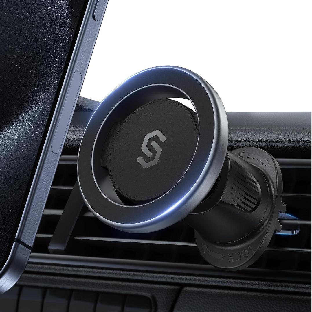 SYNCWIRE for MagSafe Car Mount, Flexible Rotation Magnetic Phone Holder for Car Vent, Hands Free Car Air Vent Phone Holder Clip Universal Compatible with iPhone 16 Pro Max 15 14 13 12 MagSafe Case (Black)
