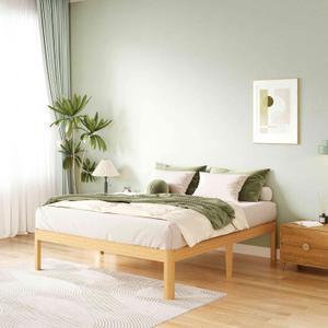 ZIYOO 18 Inch Full Size Natural Bamboo Platform Bed Frame, Modern Minimalist Design, Easy Assembly, Heavy Duty Support, No Box Spring Needed