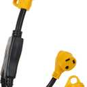 RV Power Adapter Cord-50A Male to (2) 30A Female 2.5 Feet with Handle (CR50302)