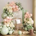 Pink and Green Balloon Arch Kit 124Pcs Sage Green Peach Ivory White Balloons Different Size for Baby Shower Wedding Bridal Shower Birthday Gender Reveal Party Decorations