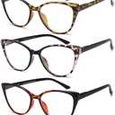 EYEURL 5 Pack Cat Eye Reading Glasses for Women-Blue Light Glasses for Woman Fashion Readers with Spring Hinge, +2.50