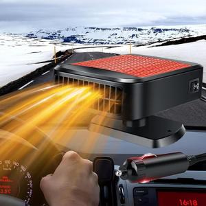 Car Heater 12V, 200W Fast Heating 2-in-1 Windshield Defroster Plugs into Cigarette Lighter,360 Rotatable (Red)
