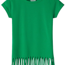 Remidoo Womens Fringe Top Oversized T Shirt Round Neck Short Sleeve Tee Shirts, Size: M