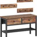 YATINEY Hall Tree with Bench and Shoe Storage, Entryway Bench with Coat Rack, 4-in-1 Coat Rack Shoe Bench, Multifunctional, for Front Door, Hallway, Foyer, Rustic Brown and Black MT05BR