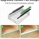 Pull out Cabinet Organizer, Stainless Steel 4-Pack Slide out Drawer with Silent Full-Extension Slides, Adhesive Roll out Can Spice Storage Basket Shelf Rack for Pantry, Kitchen, Bathroom, Home Closet