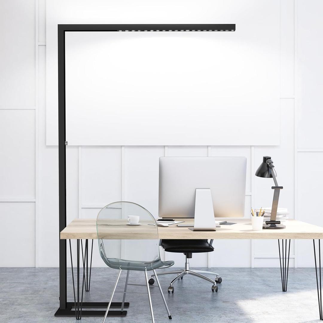 STERREN 77" LED Floor Lamp, 7350LM Dimmable Eye-Care Standing Piano Lamp, 70W Modern Tall Reading Light Bright Lighting for Office Living Room Bedroom, 4000K Natural Daylight - Black