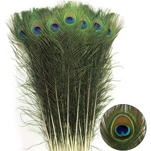 THARAHT 24pcs Peacock Feathers Natural Long in Bulk 30-32 inch(75-80 cm) for Floral Arrangements DIY Craft, Wedding Home Party Holiday Decoration Peacock Feathers