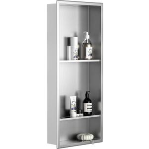 Stainless Steel Shower Niche 30" X 12" Brushed with 3-Tier Shelves No Tile Needed Niche Shower for Bathroom Storage Recessed Shower Shelf