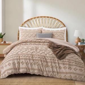 Oli Anderson Khaki Queen Comforter Set Tufted Bedding Set Queen 3 Pieces, Boho Shabby Chic Comforter with 2 Pillowcases (Khaki,Queen) Oli Anderson Khaki Queen Comforter Set Tufted Bedding Set Queen 3 Pieces, Boho Shabby Chic Comforter with 2 Pillowcases (Khaki,Queen)