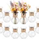 12 Pack Plastic Vases for Flowers with Jute Twine, Flower vasevases for centerpieces, Lightweight Plastic Vases for Centerpieces for Home Party Wedding Deco