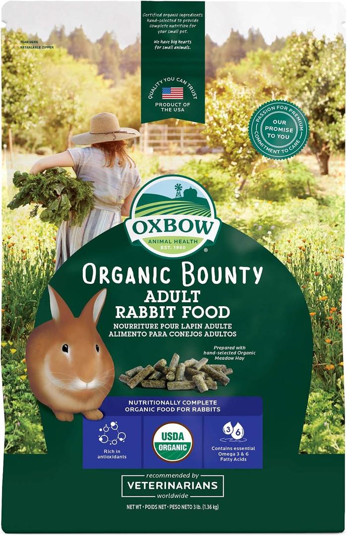Oxbow Animal Health Organic Bounty Adult Rabbit Food - All Natural Rabbit Pellets - 3 lb. BB: JUN 24 2027