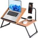 wishacc Lap Desk for Bed, Laptop Desk with Adjustable Tablet Stand, Sturdy Metal Frame Bed Desk, Foldable Laptop Bed Tray Table for Adults Couch Sofa, Portable Lap Desk for Laptop & Phone Slot