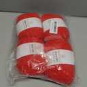 Thin Chenille Yarn for Crocheting & Knitting, Soft Plush Yarn for DIY Crafts, Amigurumi, Home Decor - 3 Light - 4 Pack of 1.7oz/142yds - Red