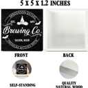 2 x Halloween Decorations, Witches Brew Wooden Sign Decor Desk Sign Black Vintage Wooden Block Sign Halloween Home Decor for Table Shelf 5 x 5 Inch