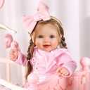 BABESIDE Realistic Reborn Baby Doll for Girls  17-Inch Lifelike Soft Vinyl Toddler Doll with Handcrafted Details, Blue Eyes, Cute Pink Outfit & Accessories, Toy for Kids Ages 3+