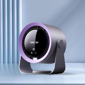 Refluxe Table Fan: USB Rechargeable Quiet Table Fan with 5400mAh Battery & LED Display, Stepless Speed Control, 90° Swivel & Hanging for Office, Bedroom, Dorm