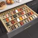 Suneerplay Spice Drawer Organizer 4 Tier, Acrylic Seasoning Organizer Rack, Clear Spice Rack Tray, Kitchen Seasoning Jars Drawers Insert (Jars Not Included/Expandable From 9" to 18")