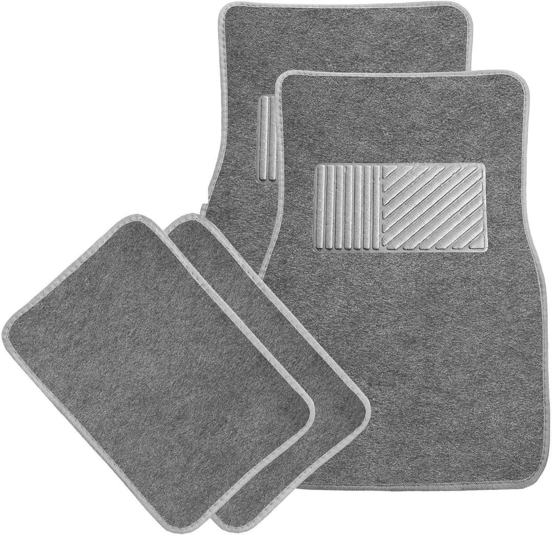 Sun Walker 4 PCS Car Floor Mats, Waterproof Anti-Slip Front & Rear Car Carpets with Driver Heel Pad, All Weather Floor Protective Pads Universal for SUVs Trucks Sedans Vans (Gray)