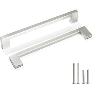 Cabinet Pulls Brushed Nickel Cabinet Handles Square Drawer Pulls, 2 Pack 11-1/3 Inch Stainless Steel Kitchen Door Cupboard Cabinet Handles, Drawer Hardware Handles, 288mm Hole Centers