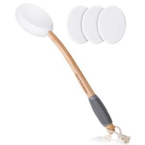 Slick- Lotion Applicator with 3 Extra Pads, 17 Inch, Back Applicator Lotion, Certified Organic, Easy Reach Washable, Self Tanner for All Skin Tone (Grey Grip)