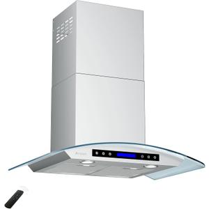 AROAN 30 inch Wall Mount Glass Range Hood, Stainless Steel Kitchen Chimney Vent Hood with 780 CFM & Four-Speed Touch Panel, 2pcs Adjustable LED, Tempered Glass Visor (PA03-30)