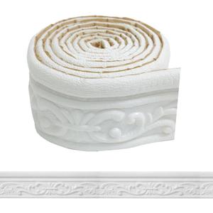 WADILE 90" x 3.1" Peel Stick Foam Molding Trim Self Adhesive, Crown Molding Wallpaper Border Flexible, 3D Wall Edging Lines Foam Baseboard, Wall Trim for Home, White, 4PC