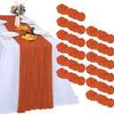 12 Pack Fall Table Runner Orange Cheesecloth 10FT Boho Gauze Fabric Table Runner 35 x 120 Inch Rustic for Thanksgiving Wedding Decor Holiday Party Boho Decoration(Orange)