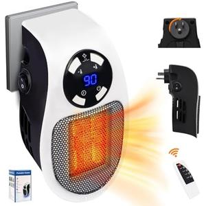 Plug in Heater for Indoor Use - 2025 Upgraded 500W Ultra Air Heater with Thermal Protection, LED & Timer, Portable Plug in Space Heater Wall Outlet for Bedroom Bathroom