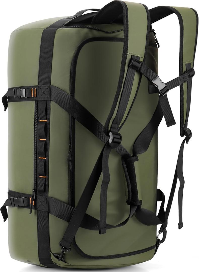 Hulongo 90L Large Waterproof Duffle Bag Backpack for Men, Mens Duffel Backpack Bags for Traveling, Heavy Duty (Green, 90L)