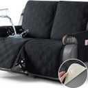 TAOCOCO 100% Waterproof Loveseat Recliner Cover, Non Slip Split Loveseat Covers for Reclining Loveseat with Elastic Straps, Washable Recliner Chair/Furniture Protector for Kids Pets(2 Seater, Black)