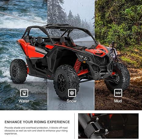 KIWI MASTER Tinted Hard Coat Poly Half Windshield for 2017-2025 Can Am Maverick X3 Accessories Heavy Duty Polycarbonate Scratch Resistant Dark Tint