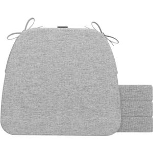 AAAAAcessories D-Shaped Chair Cushions, 2" Thick Dining Chair Pads with Ties and Removable, Machine-Washable Cover, 17" x 16", Set of 4, Light Gray (4 Count(Pack of 1))
