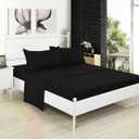 Crescent Tailored 100% Pure Natural Cotton Standard Pillow Shams - Hypoallergenic - 200 TC 26"x30" (Black)