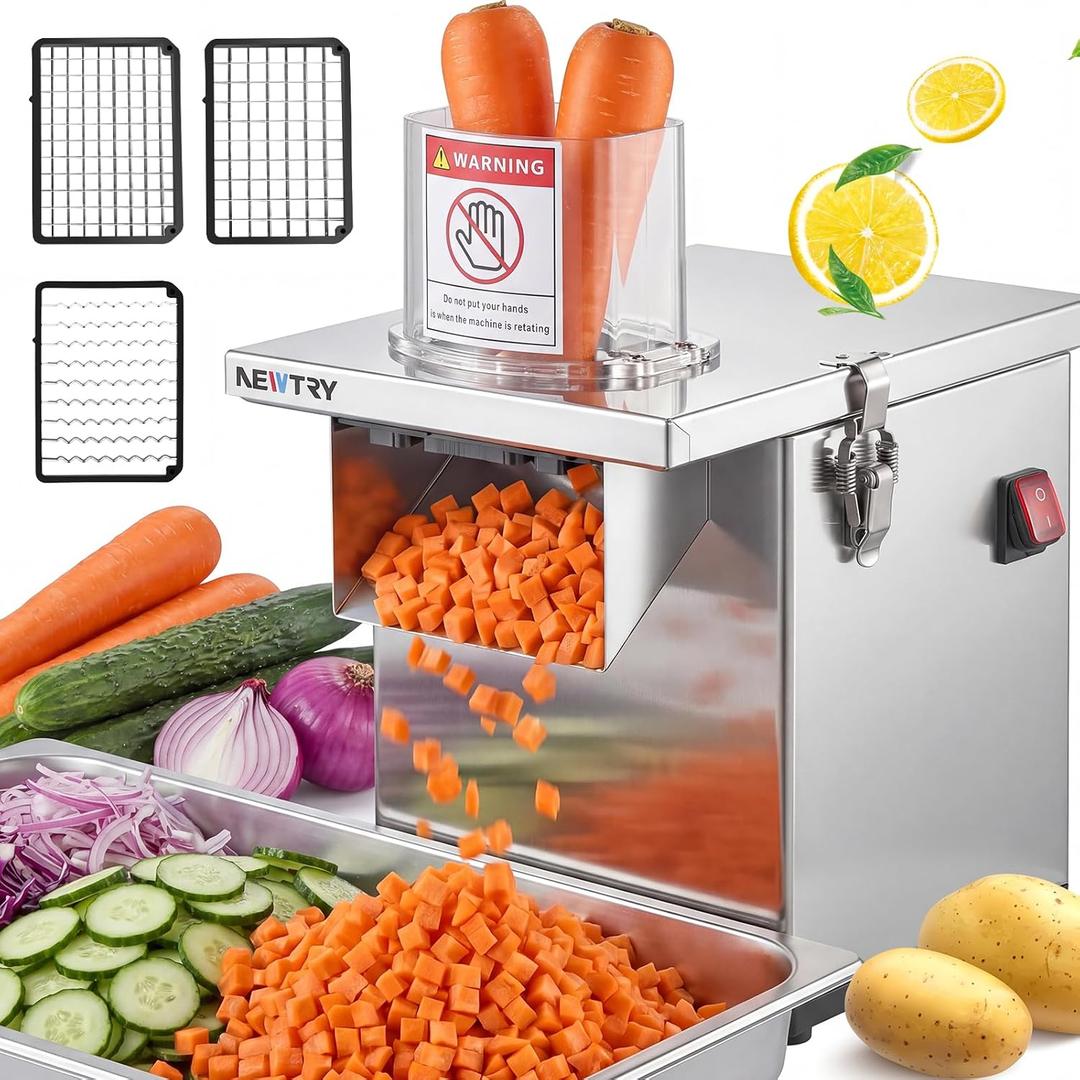 NEWTRY 4-in-1 Commercial Vegetable Processor, 200W Slicer Dicer Shredder