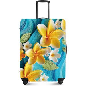 FOREVER QUEEN Yellow Flower Luggage Cover Suitcase Protector Suitcase Cover Anti-Scratch,Stretchable Bag Cover Washable Durable Polyester (M(fits 24-26Inch suitcase))