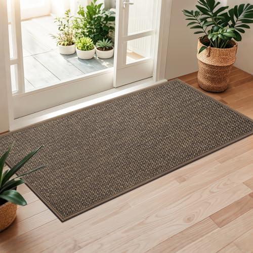 Door Mat 20"x47", Non Slip Door Mat Indoor Entrance, Rubber Backing Front Indoor Door mat Washable Absorbent Low-Profile Entryway Entry Resist Dirt Inside Door Mats, Brown