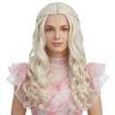 Miss U Hair Long Platinum Blonde Curly Wig with Braid Costume Wig for Halloween Cosplay