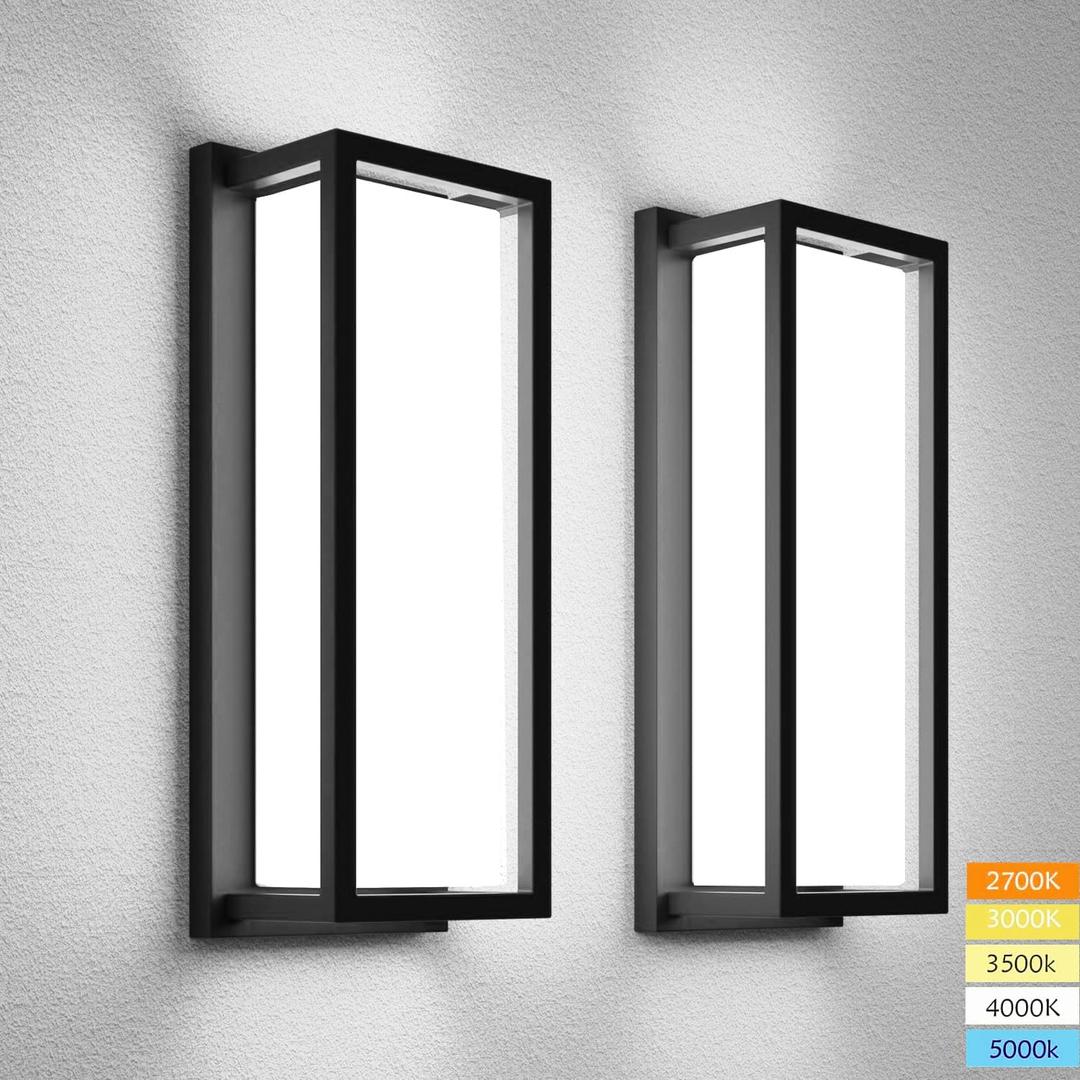 rosykite Dimmable LED Outdoor Wall Sconce, Modern Porch Lights 2700K 3000K 3500K 4000K 5000K 5 Colors Changeable,1400 Lumens Exterior Up Down Outdoor Wall Lights for House,Garage Door 2 Pack
