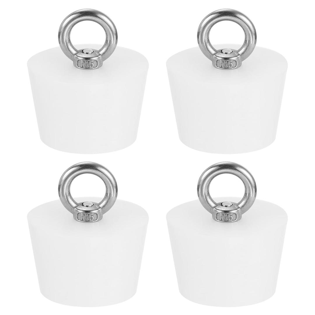 MECCANIXITY Silicone Rubber Tapered Plug 37mm to 46mm Solid Bathtub Bungs Stopper with Ring for Test Tubes, Water Pipe, Drainage Hole, White 4 Pcs