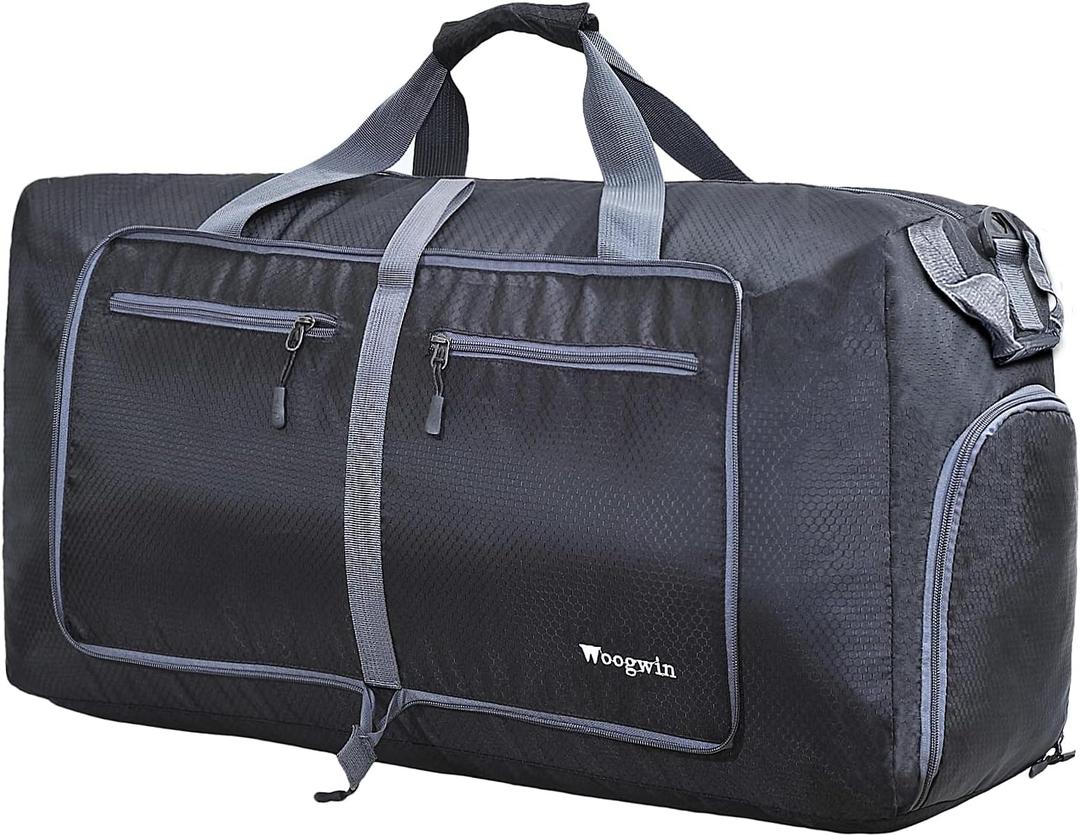 Woogwin Travel Duffel Bag Large Foldable Waterproof Overnight Bag for Beach Swim Bags Pool Sports Gym (100L Black)