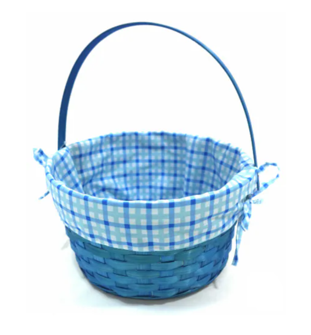 HH 10in Lined Bamboo Basket - Blue, 2 PCS