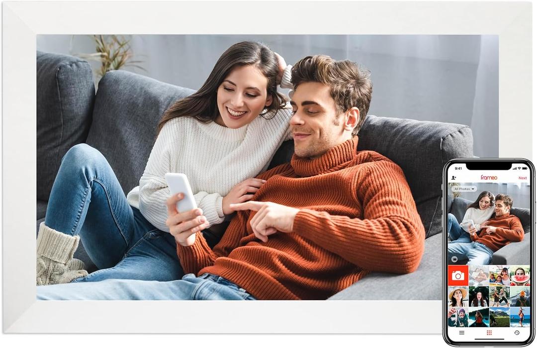 Frameo 15.6 Inch Digital Picture Frame WiFi, White Digital Photo Frame 1920x1080 IPS HD Touchscreen, 32GB Storage Share Photos/Videos, Tabletop&Wall-Mounted, Wedding, Birthday, Gifts for Loved Ones