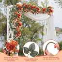 Yunsailing 8 Packs Artificial Peony Flowers Faux Silk Hydrangea Bouquet Vintage Wedding Home Table for Door Decor Reusable Bouquet of Rose Flowers for Valentine Wedding Birthday Party(Dark Orange)