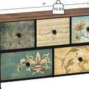 Tohomeor Dresser with Drawers for Bedroom Chest of Drawers Fabric Dresser for Closet,Nursery Entryway Hall Tree TV Stand for Living Room Retro Floral Pattern Drawers Wooden Top (5 Drawers)