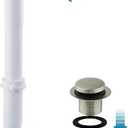 Tubular Bath Tub Drain Kit 1-1/2" with Brushed Tip-Toe Bathtub Drain Stopper, Welsan Touch-Toe Bath Plug Waste and Overflow Face Plate, PVC Plastic Pipe (Brushed Nickel)