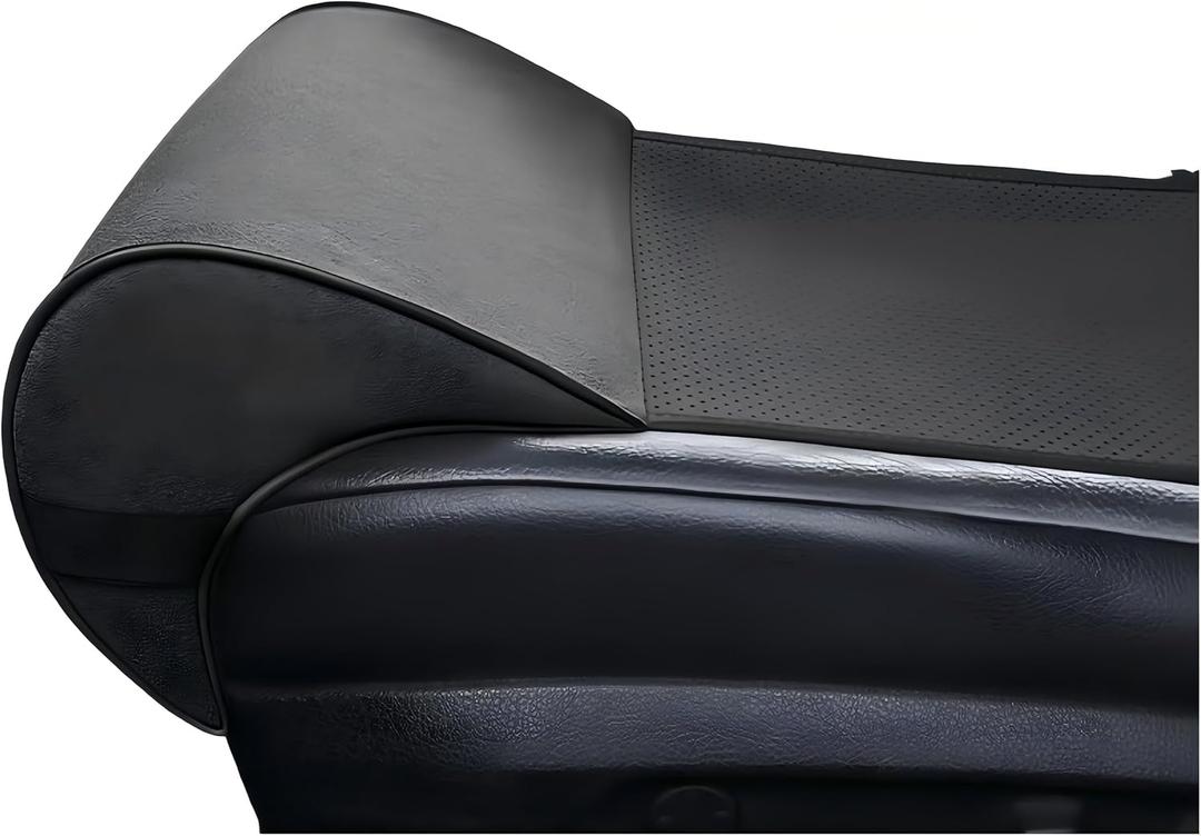 JUPENG Car Seat Leg Extender Cushion, Memory Foam Under Thigh Leg Support Pillow with Strap, Non-Slip Base & Removable Washable Cover for Driver Seat and Office Chair, Universal Comfort Pad(Black)