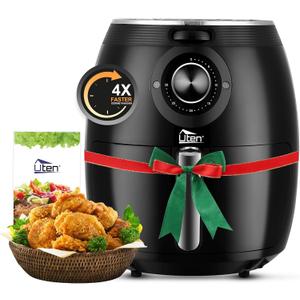 Air Fryer 5.8QT/5.5L, Uten 1700W AirFryer High-Power Electric Hot Temperature Control & Timer Knob, Non Stick Fry Basket, Dishwasher Safe, Apply to Party, Afternoon Tea, Black